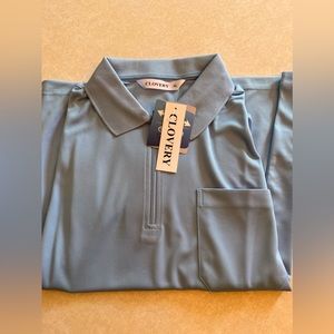 Womens polo 1/4 zip short sleeve large light blue NWT athletic